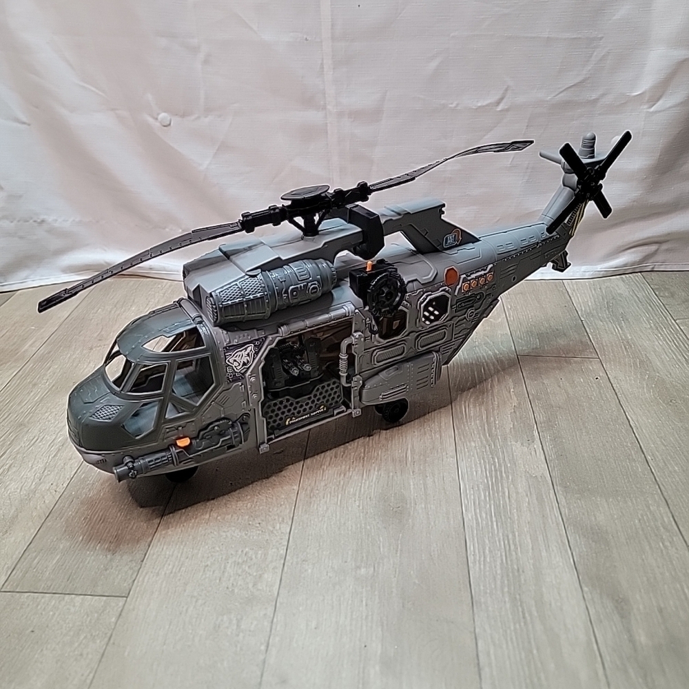Stealth Gray Military Helicopter Action Figure